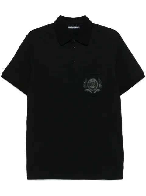Dolce & Gabbana logo-embroidered polo shirt Black G8SN8ZG7O2I