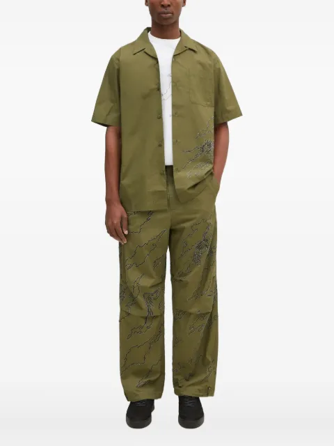 Maharishi dragon-embroidered short-sleeve shirt Green 5336