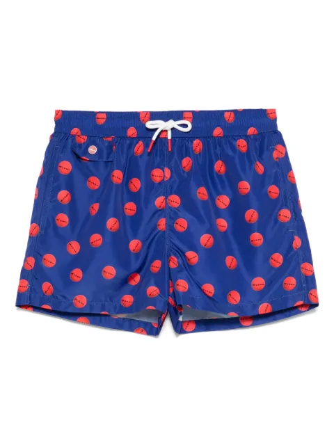Kiton logo-print swim shorts Blue UCOM2CK0749F