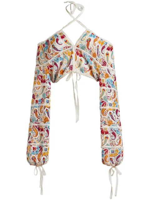 ETRO paisley-macramé top White WRJA010099TLE04