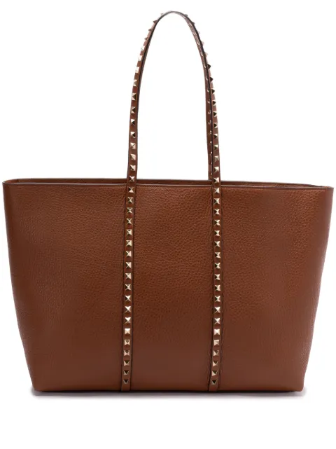 Valentino Garavani Rockstud shopping bag in grainy calfskin Brown WB0R04VSF