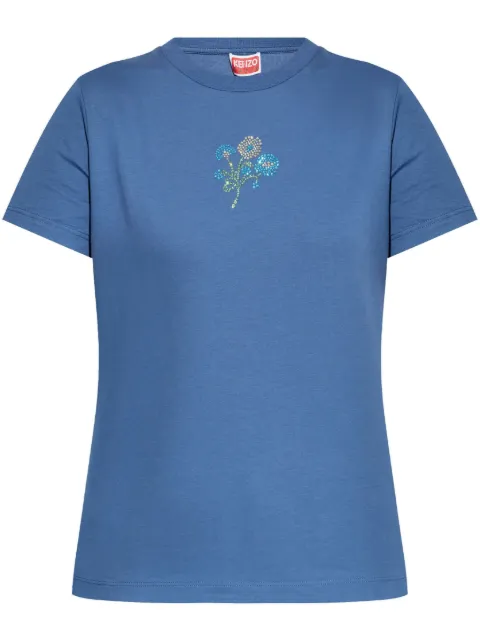 Kenzo logo-embroidered T-shirt Blue FF52TS1614SO