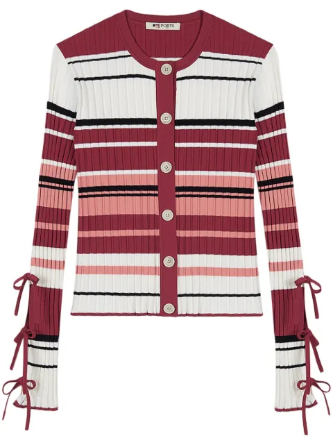 Ports 1961 striped bow-detailing cardigan Red PW125KFN05RKE012