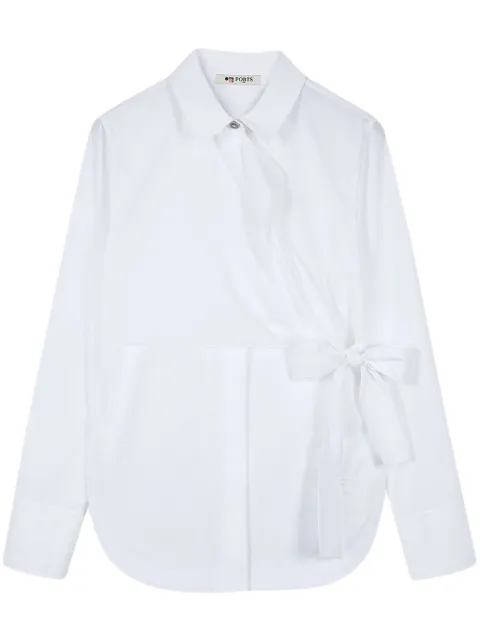 Ports 1961 No.10 Signature ribbon-tie wrap shirt White PW125HLS05FCOU153