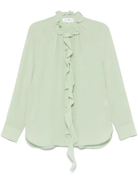 Victoria Beckham ruffled silk shirt Green 1125WSH006158A