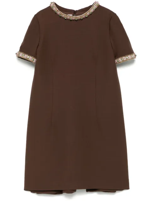 Valentino Garavani crystal-embellished crepe mini dress Brown BVAEZ51CF