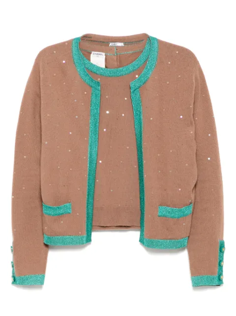 CHANEL Pre-Owned 1996 ensemble cardigan top Brown 96APO8827W02319B0798