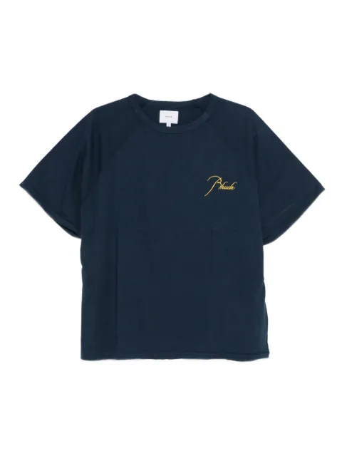 RHUDE embroidered raglan-sleeve T-shirt Blue RHPF25TT16012