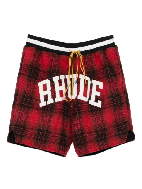 RHUDE collegiate logo plaid shorts Red RHPF25SH01735