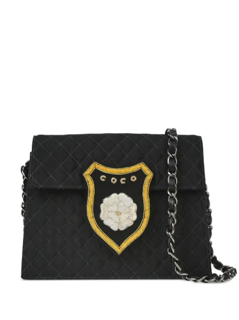 CHANEL Pre-Owned 2005 emblem chain shoulder bag Black 9608133