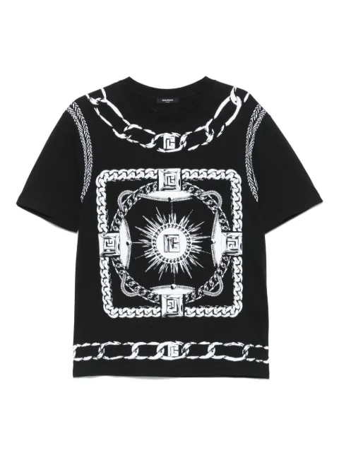 Balmain foulard-print T-shirt Black FH1EG000GF08