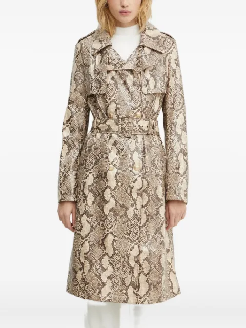 GUESS USA snakeskin-print belted trench coat Neutrals W4BL06WGHP0