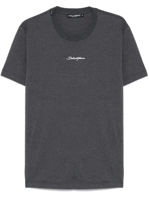 Dolce & Gabbana logo-embroidered cotton T-shirt Grey G8RN8ZG7NUB