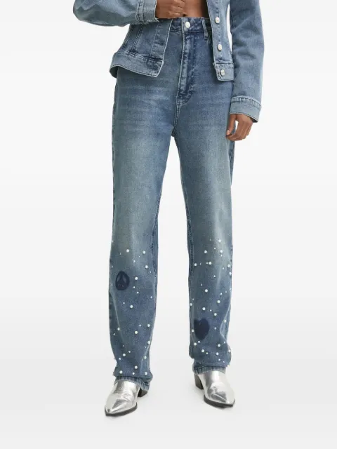 MOSCHINO JEANS pearl-embellished jeans Blue A3128721