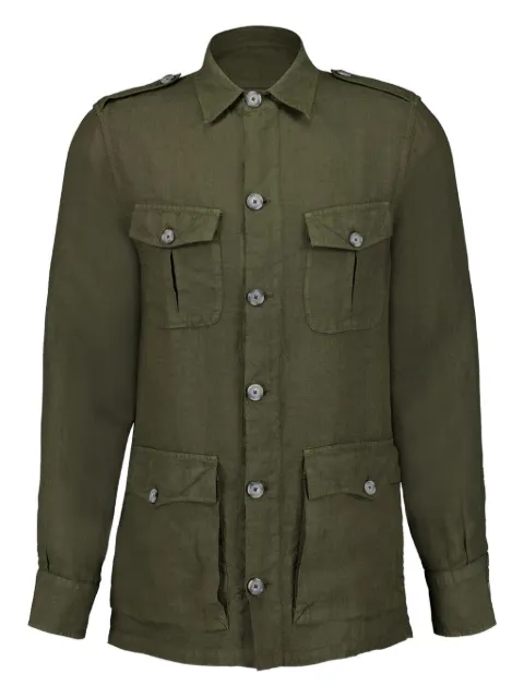 120% Lino cargo-pockets linen shirt Green 32ALIM89RH0000253000