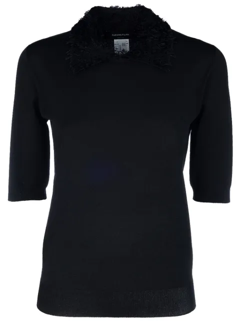 Fabiana Filippi textured-collar knitted top Black MAD265F011L165