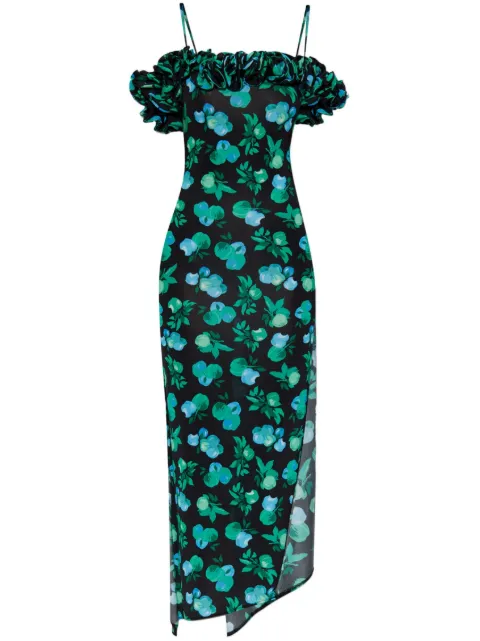 Coperni ruffle-detail midi dress Black COPR113F5027