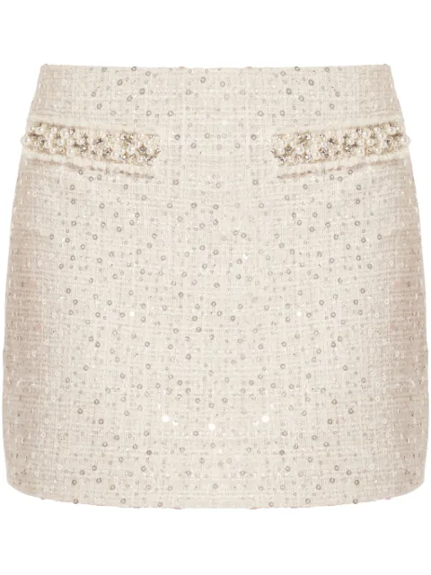 LoveShackFancy faux-pearl embellished mini skirt Neutrals LS8132264