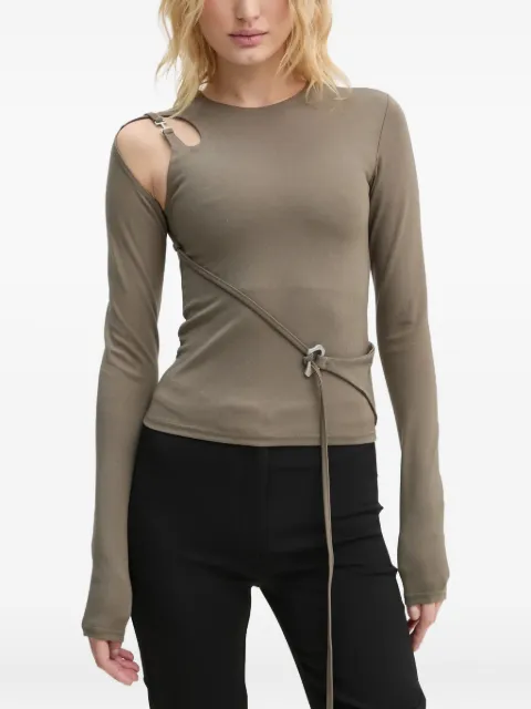 HELIOT EMIL cut-out detail long-sleeve top Green AW24W13071