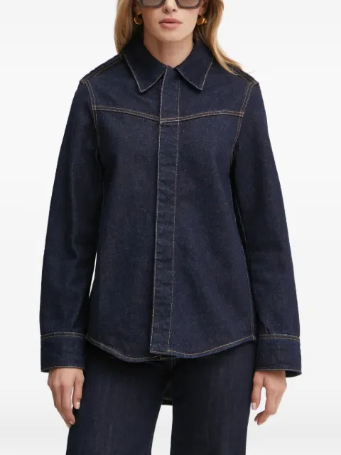 Victoria Beckham point-collar long-sleeve shirt Blue 1424DSH006123A