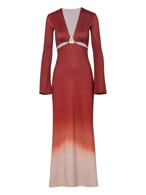 Baobab Manola bell-sleeve ombré maxi dress Red MANOLADRESS