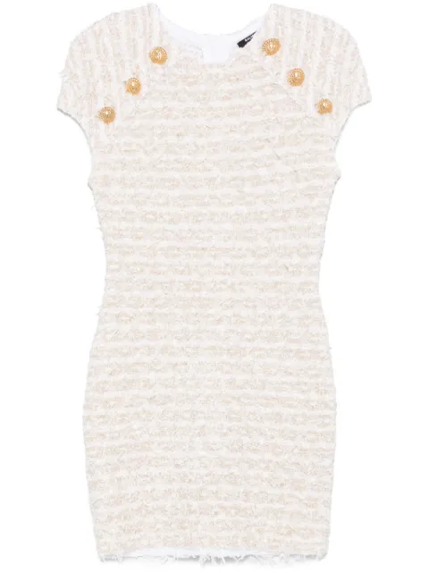Balmain tweed mini dress White EF1R6023KB19