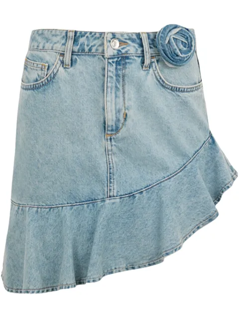LIU JO rose-appliqué denim skirt Blue UA5104D0239