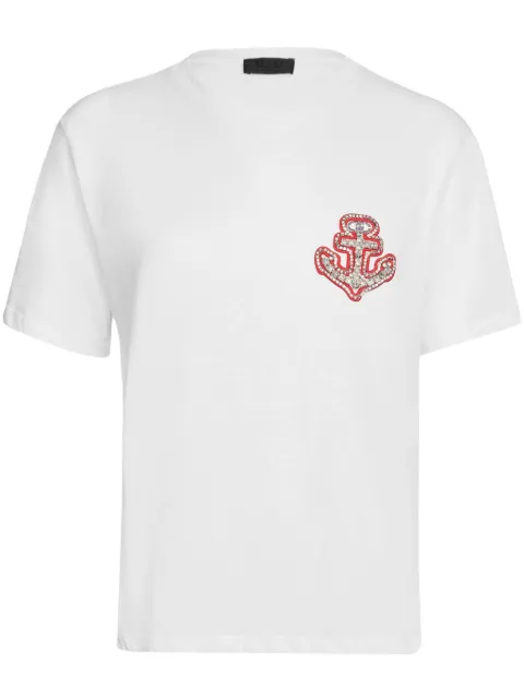 LIU JO rhinestone-anchor T-shirt White CA5371J6308