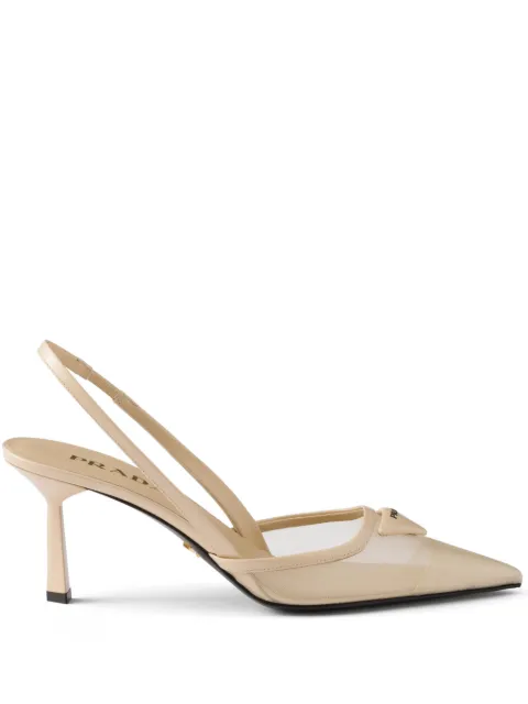 Prada 75mm mesh slingback pumps Neutrals 1I891NF075099