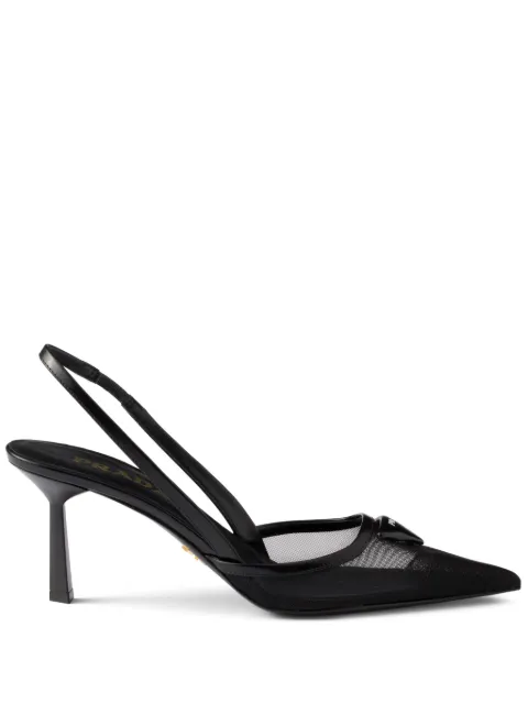 Prada mesh fabric slingback pumps Black 1I891NF075099