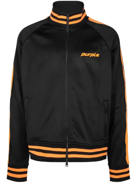 Purple Brand logo-print track jacket Black P414TBOJ123