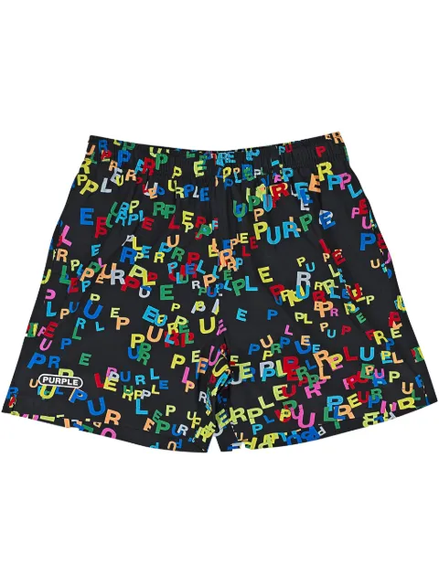 Purple Brand logo-print "Multicolor" shorts Black P504PMLS123