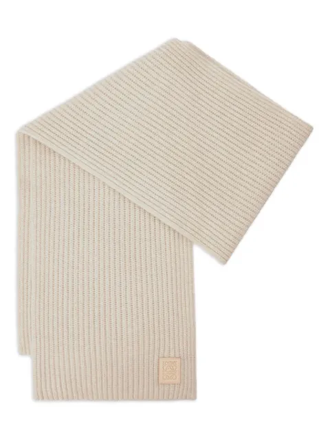 LOEWE ribbed logo-plaque scarf Neutrals FSA8SS1X01
