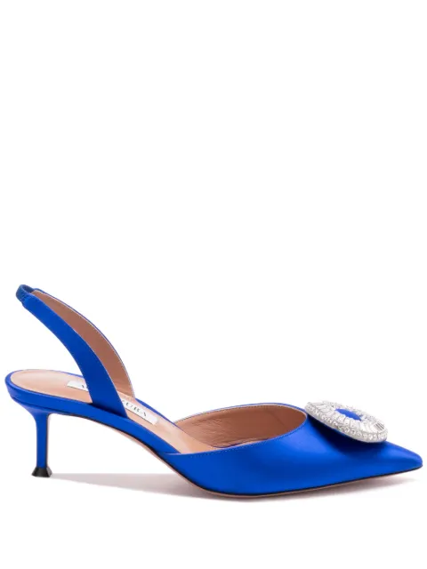 Aquazzura 50m Crystal Hoop Sling pumps Blue CYPMIDL0SAT