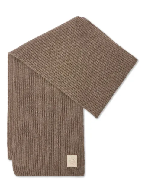 LOEWE ribbed logo-plaque scarf Neutrals FSA8SS1X01