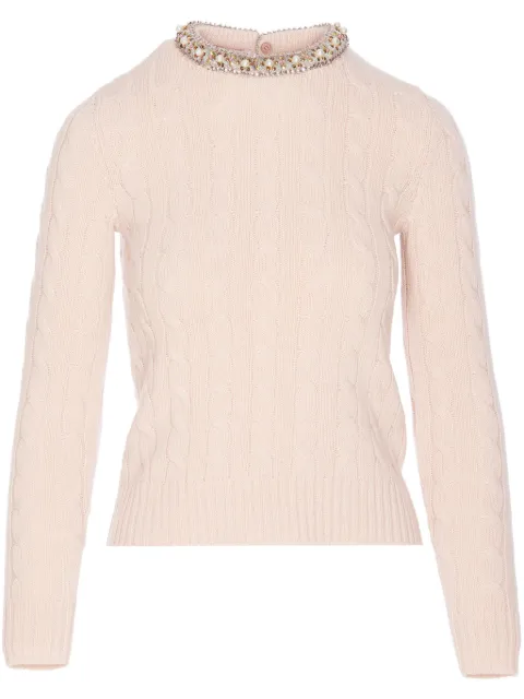Valentino Garavani cable-knit crew neck jumper Pink BKC62U92E