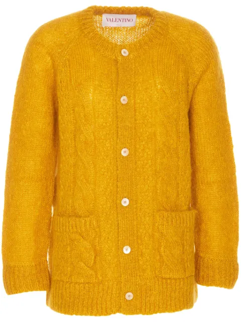 Valentino Garavani mohair-blend cardigan Yellow VKA04KAPB