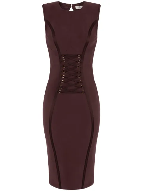 Elisabetta Franchi crossover lace-detail midi dress Brown AB76252E2