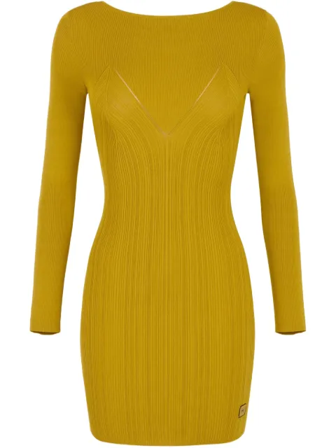 Elisabetta Franchi crossover lace-detail mini dress Yellow AM54B52E2