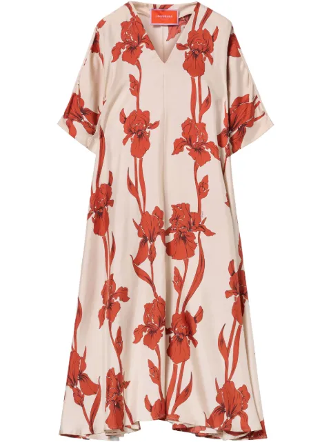 La DoubleJ floral-print midi dress Neutrals DRE0308SIL001IRS04OR03