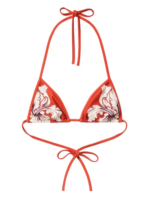 La DoubleJ floral-print bikini top Orange SWI0032LYC003IRS07OR03