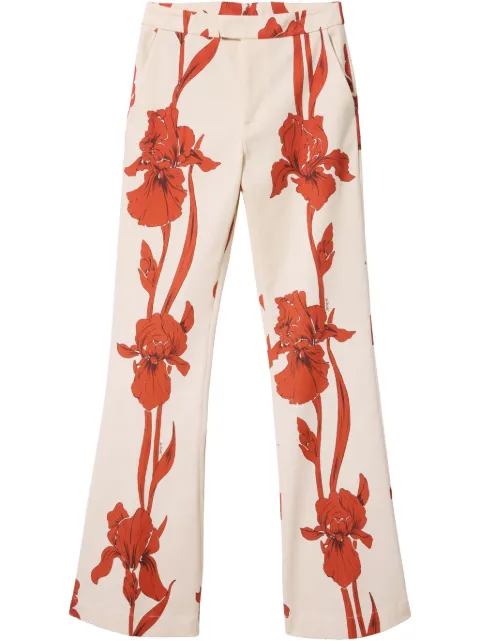 La DoubleJ floral tailored trousers Neutrals TRO0030COT063IRS04OR03
