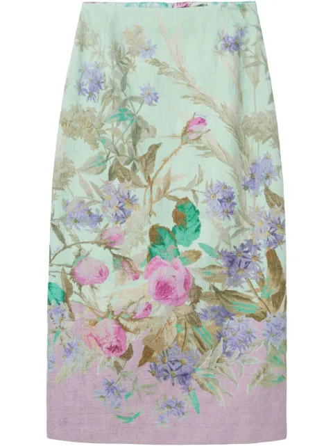 La DoubleJ all-over floral stamp skirt Green SKI0011COT005HEA02GR11