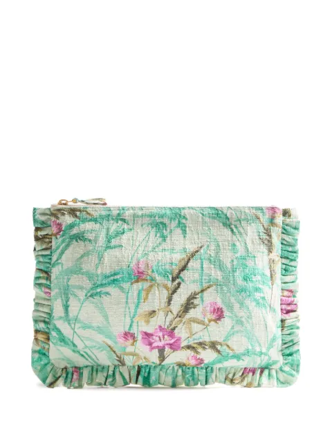 La DoubleJ floral-print clutch bag Green BAG0059COT005HEA01GR11