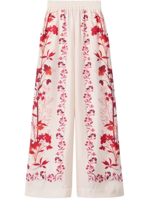 La DoubleJ floral-print palazzo pants White TRO0026SIL006WOD01GR08