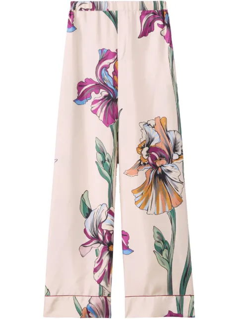 La DoubleJ floral-print trousers Neutrals TRO0116SIL001IRS01WH04