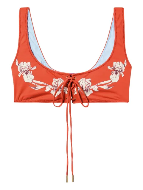 La DoubleJ floral-print bikini top Orange SWI0046LYC006IRS07OR03