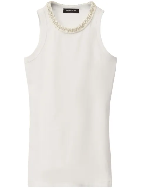 Fabiana Filippi embroidered-neck tank top White JED275F604L454