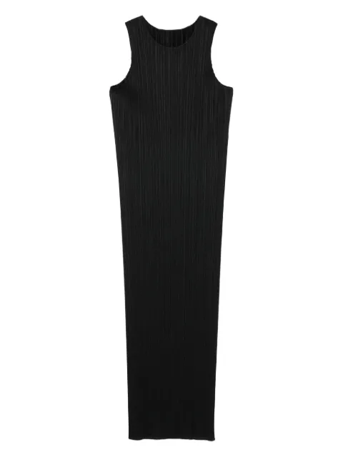 Pleats Please Issey Miyake pleated sleeveless midi dress Black PP57JH114