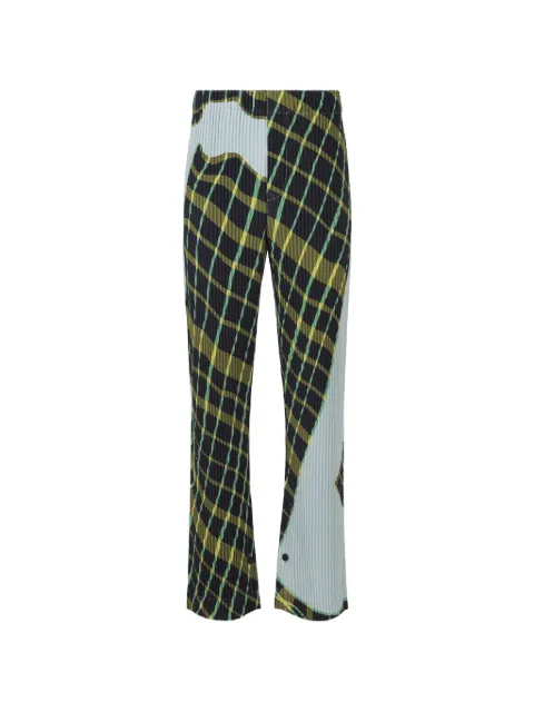 Homme Plissé Issey Miyake Windswept Plaid pleated trousers Blue HP56JF377